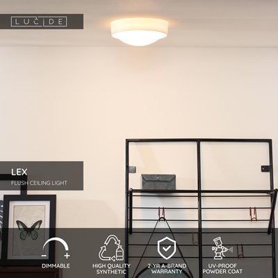 Lucide LEX - Flush ceiling light - Ø 25 cm - 1xE27 - White